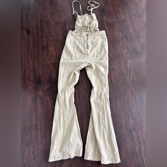 Urban Outfitters Chandler Linen Strappy-Back Jumpsuit Sz Small Cream Retro 70s - Picture 11 of 13